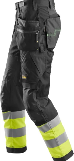 Håndverksbukse 6931 FlexiWork+ kl.1 Sort/HiVis gul str 92