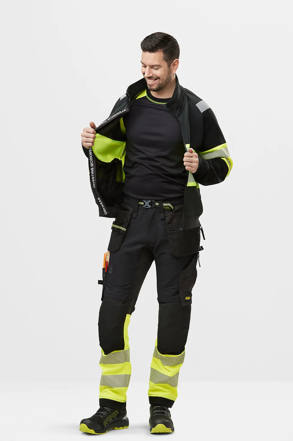 Jakke sort/gul klasse 1 str XS