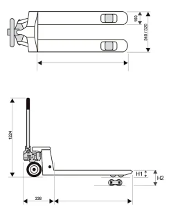 Jekketralle 800 industri dbl doble polyuretan 2500kg