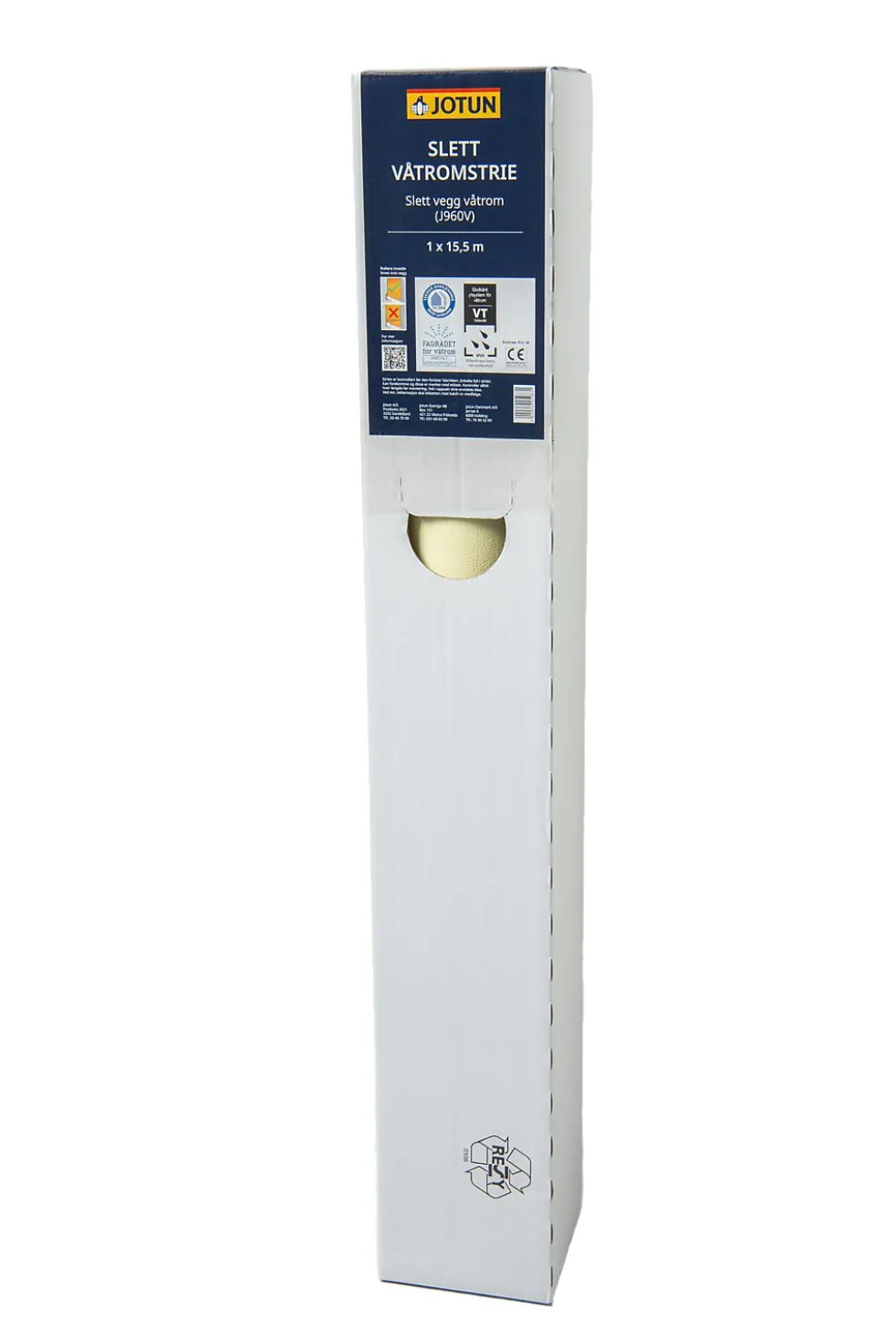 Jotun slett vegg våtrom J960V glassfiberstrie 15.5m venstrehengslet