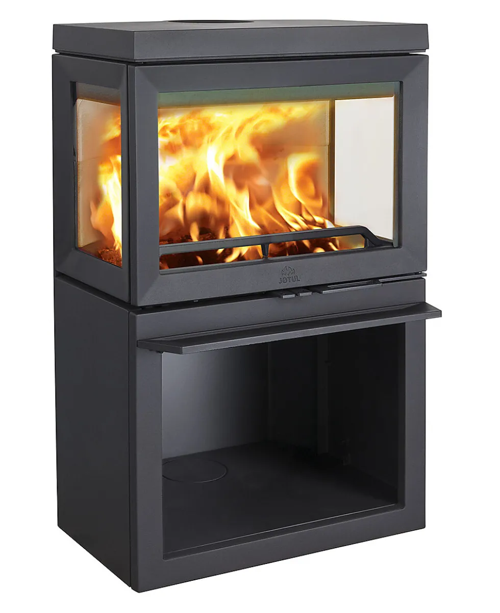 Jøtul F 520 BP vedovn i sort lakk med tre glassflater