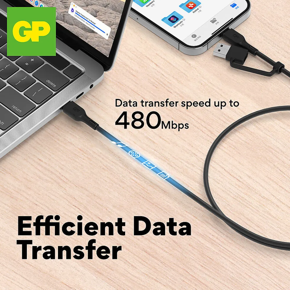 Kabel USB-C til C og A-adapter 240W 1,5 meter