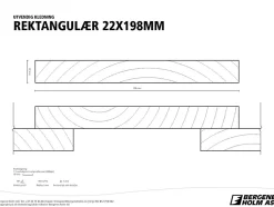 Kledning rektangulær CU-imp 22x198x7200 mm stk