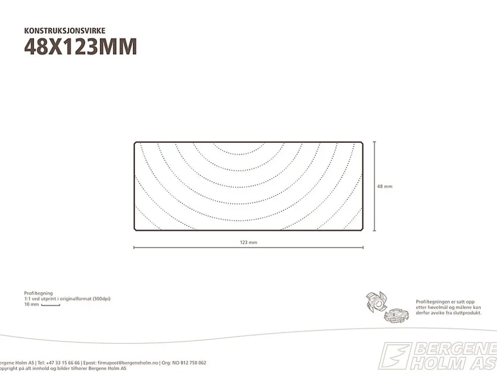 Konstruksjonsvirke C24 furu impregnert 48x123 mm