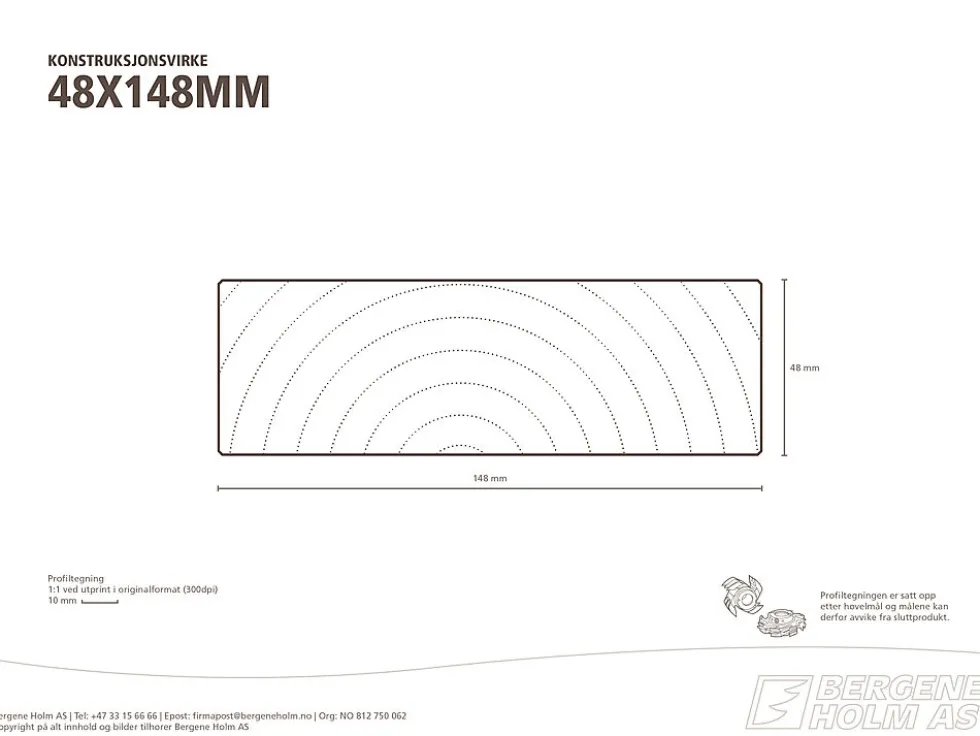 Konstruksjonsvirke C24 ubehandlet gran 48x148 mm