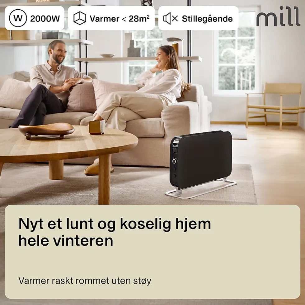 Konvektorovn sort med vifte 2000 watt