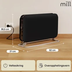 Konvektorovn sort med vifte 2000 watt
