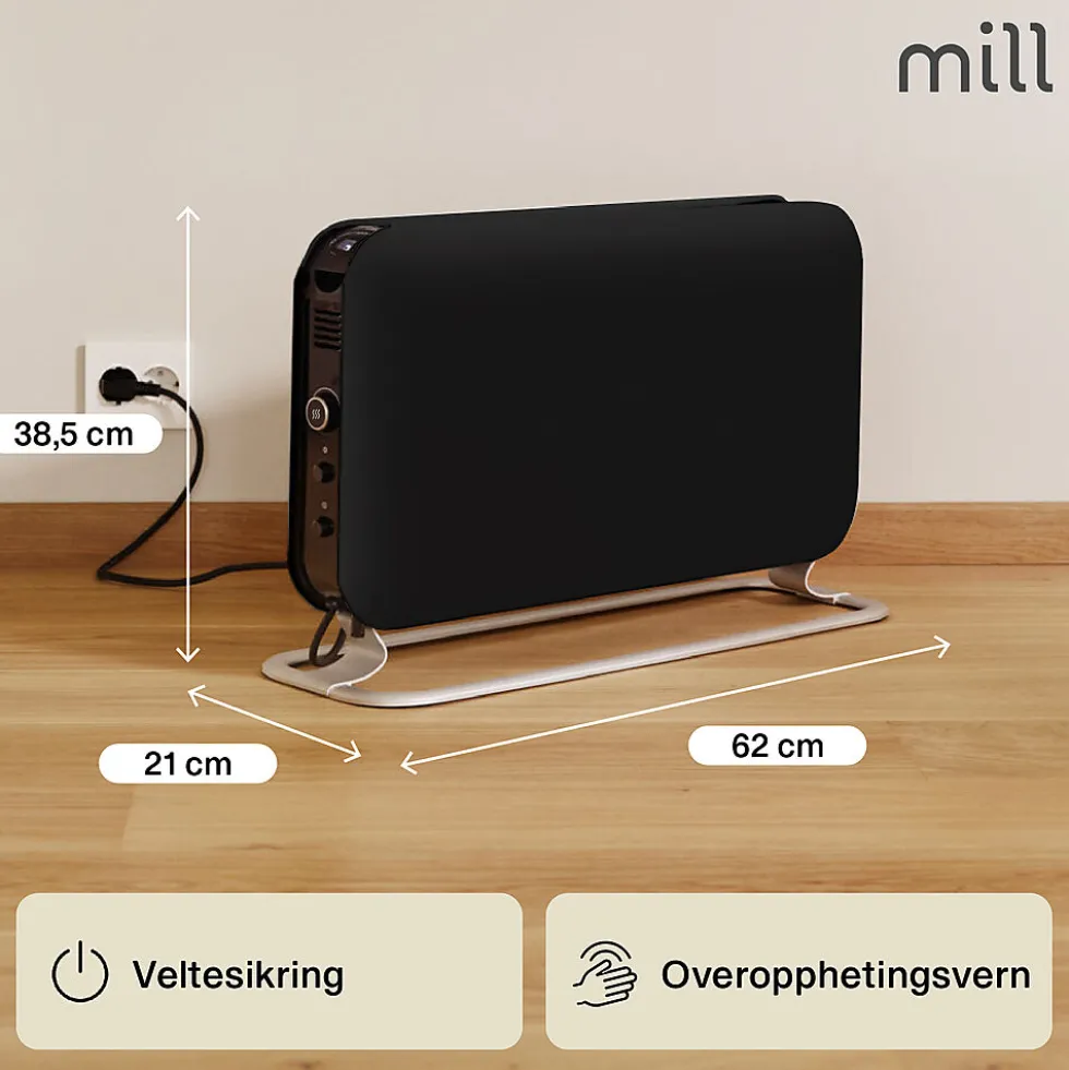 Konvektorovn sort med vifte 2000 watt