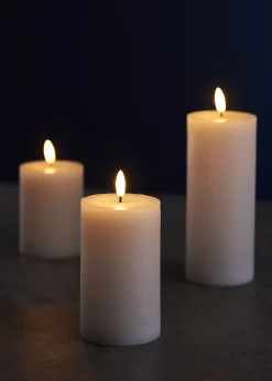 Kubbelys med 3D-LED flamme 3 stk