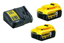 Lader og batteri 18 volt 2 x 5,0 Ah
