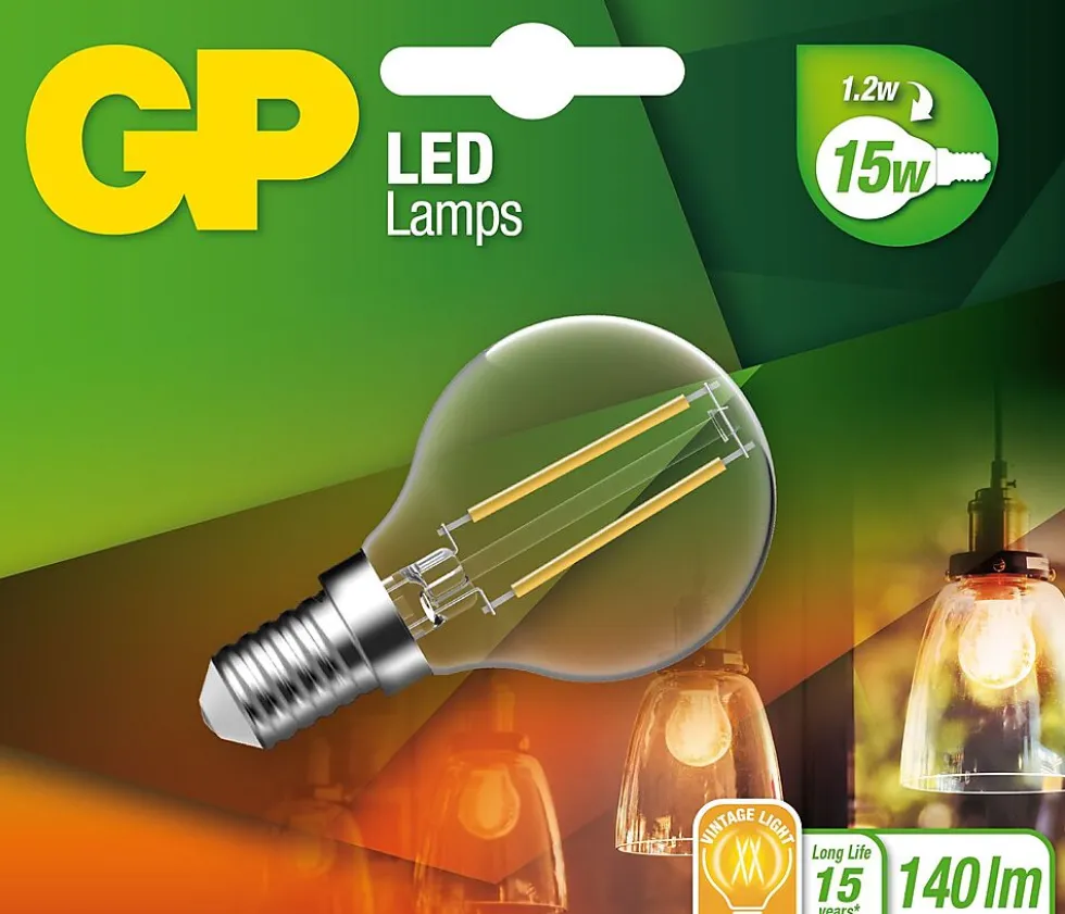 Led filament globepære mini e14 15w