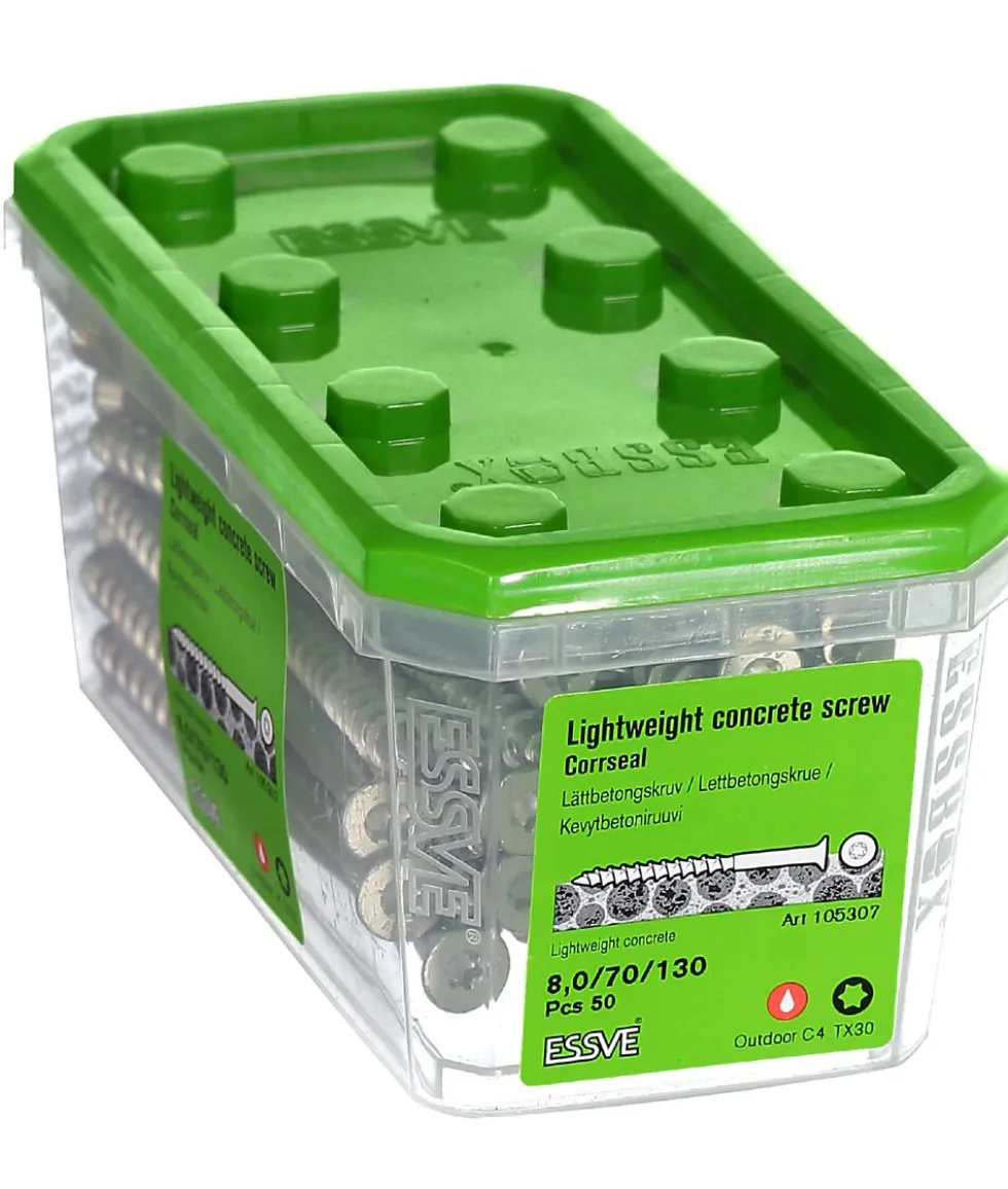 Lettbet.skrue sh 8x130 cs a-50lettbetong senkhode corrseal