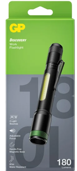 Lommelykt med COB-sidelys C33 180 lumen