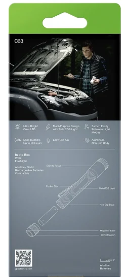 Lommelykt med COB-sidelys C33 180 lumen