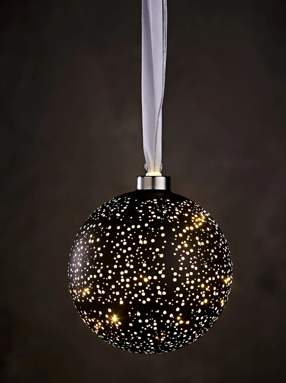 Lyskule sortglass Ø12cm med 15 LED