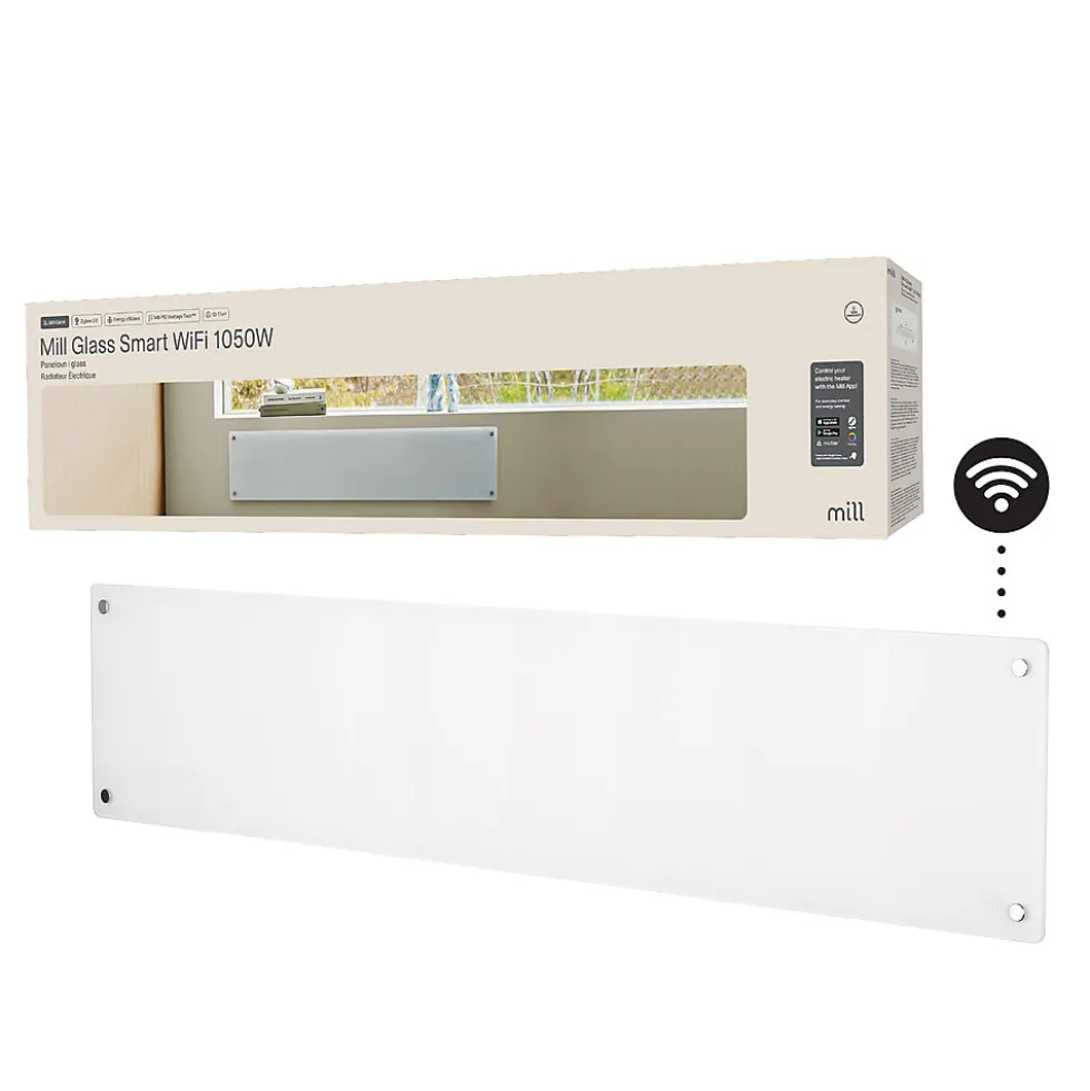 Mill panelovn glass WiFi Gen 4 1050W hvit