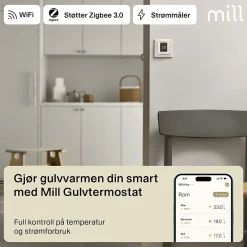 Mill termostat gulv WiFi polarhvit