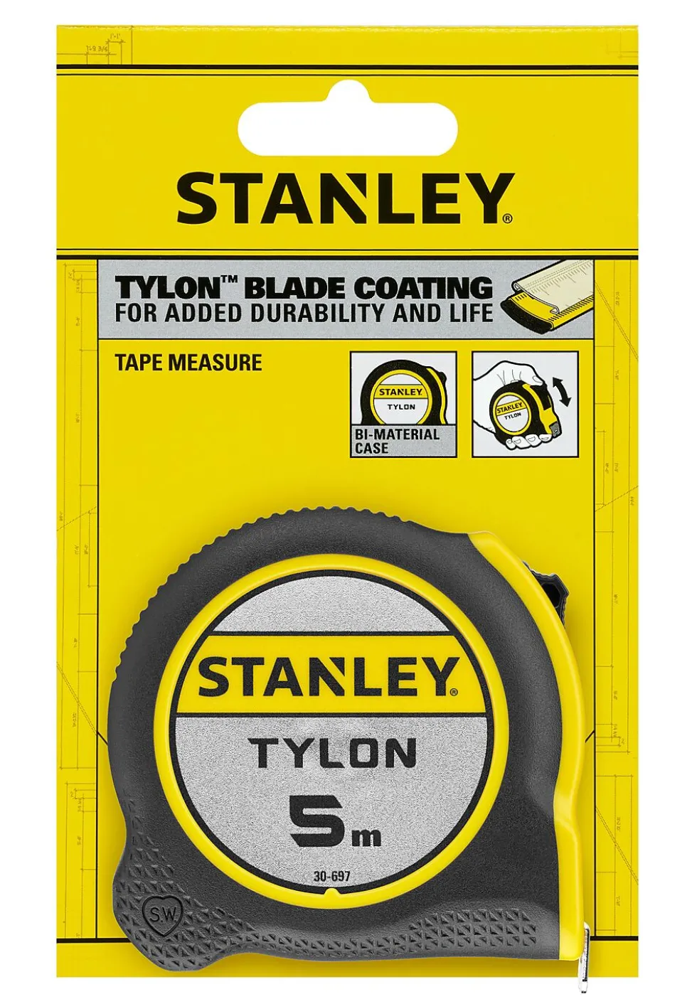 Målebånd med tylon bladbelegg 5 meter