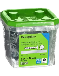 Montasjeskruer med borspiss svart 4,2x13 mm 250 stk