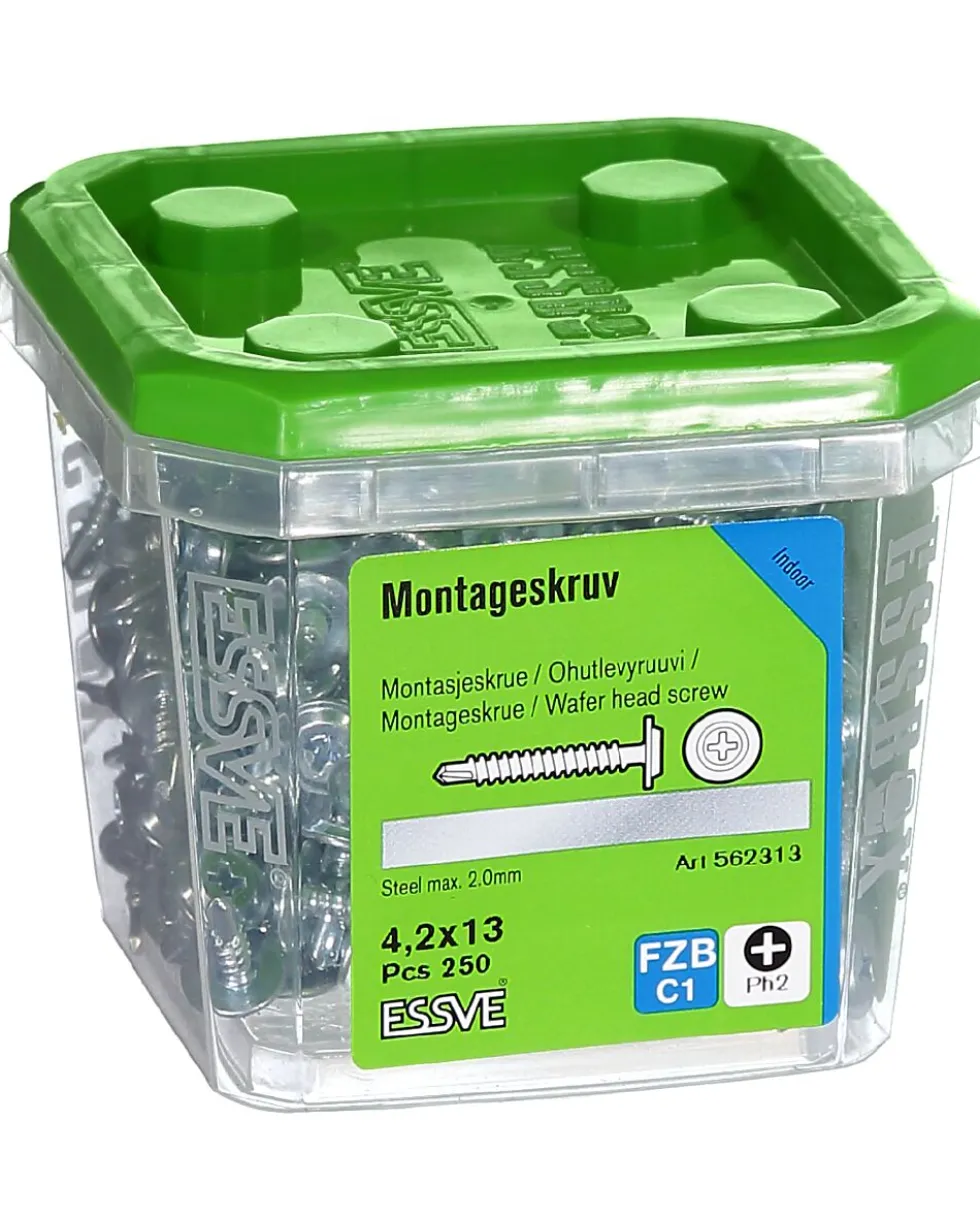 Montasjeskruer med borspiss 4,2x13 mm 250 stk