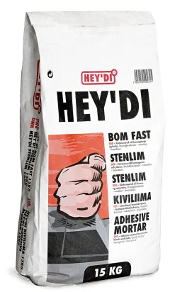 Mørtel bom fast 15 kg heydi sementbasert klebemørtel for heller