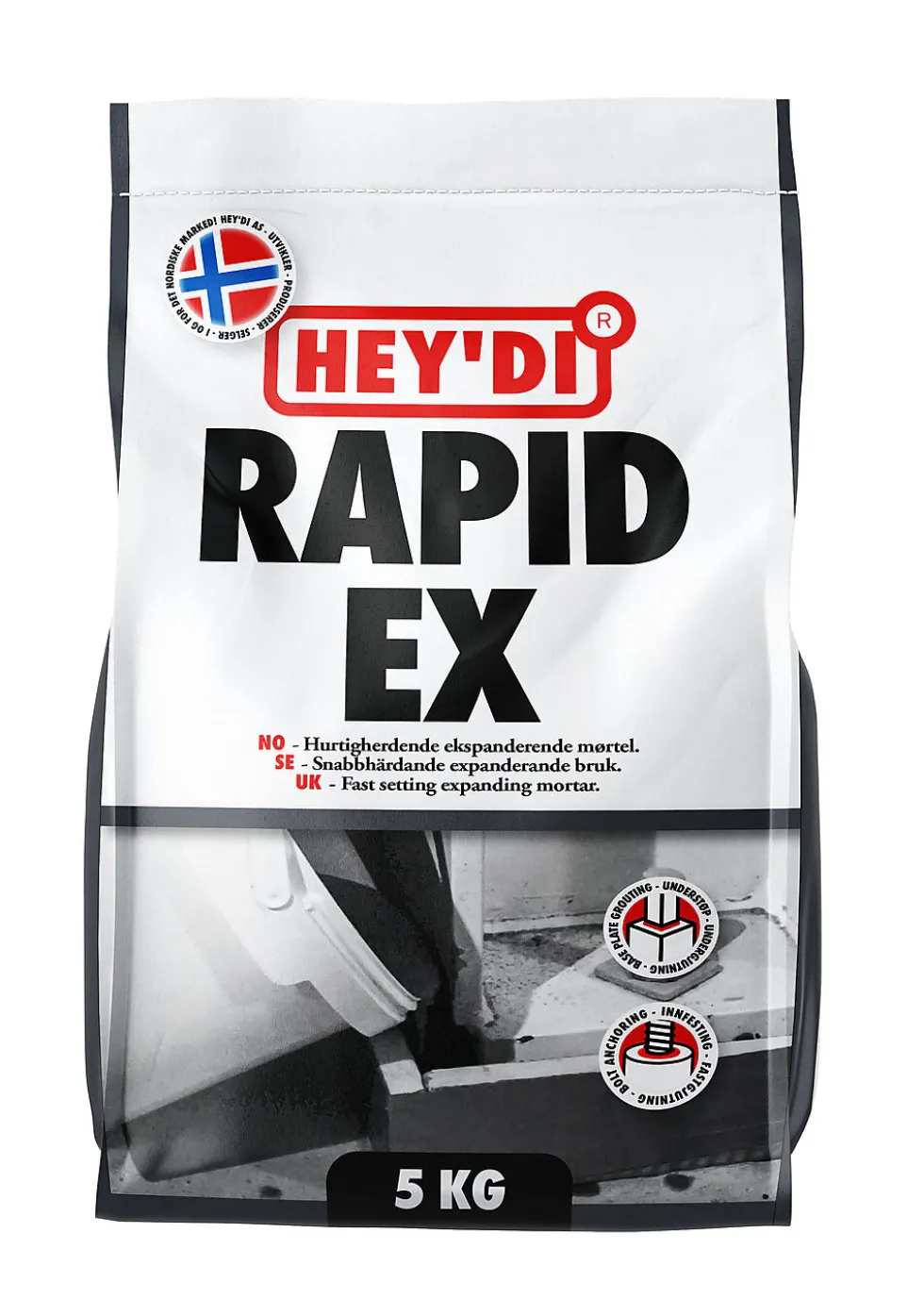 Mørtel rapid ex 5 kg heydi ekspanderende mørtel