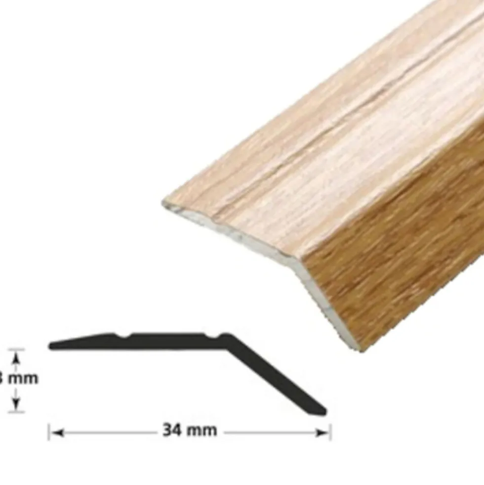 Nivålist nr 6 selvklebende aluminium 2 meter eik