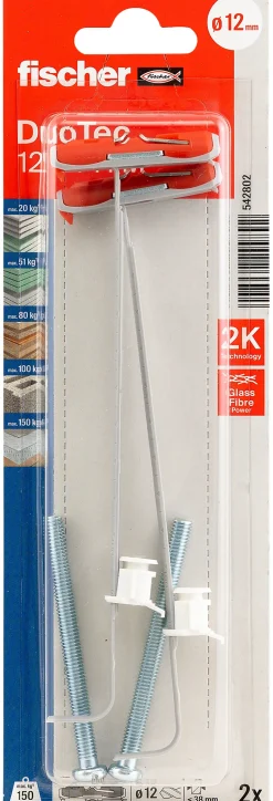 Nylonplugg duotec 12 s ph k nv a2 blisterboks m 2 plugger og 2 skruer