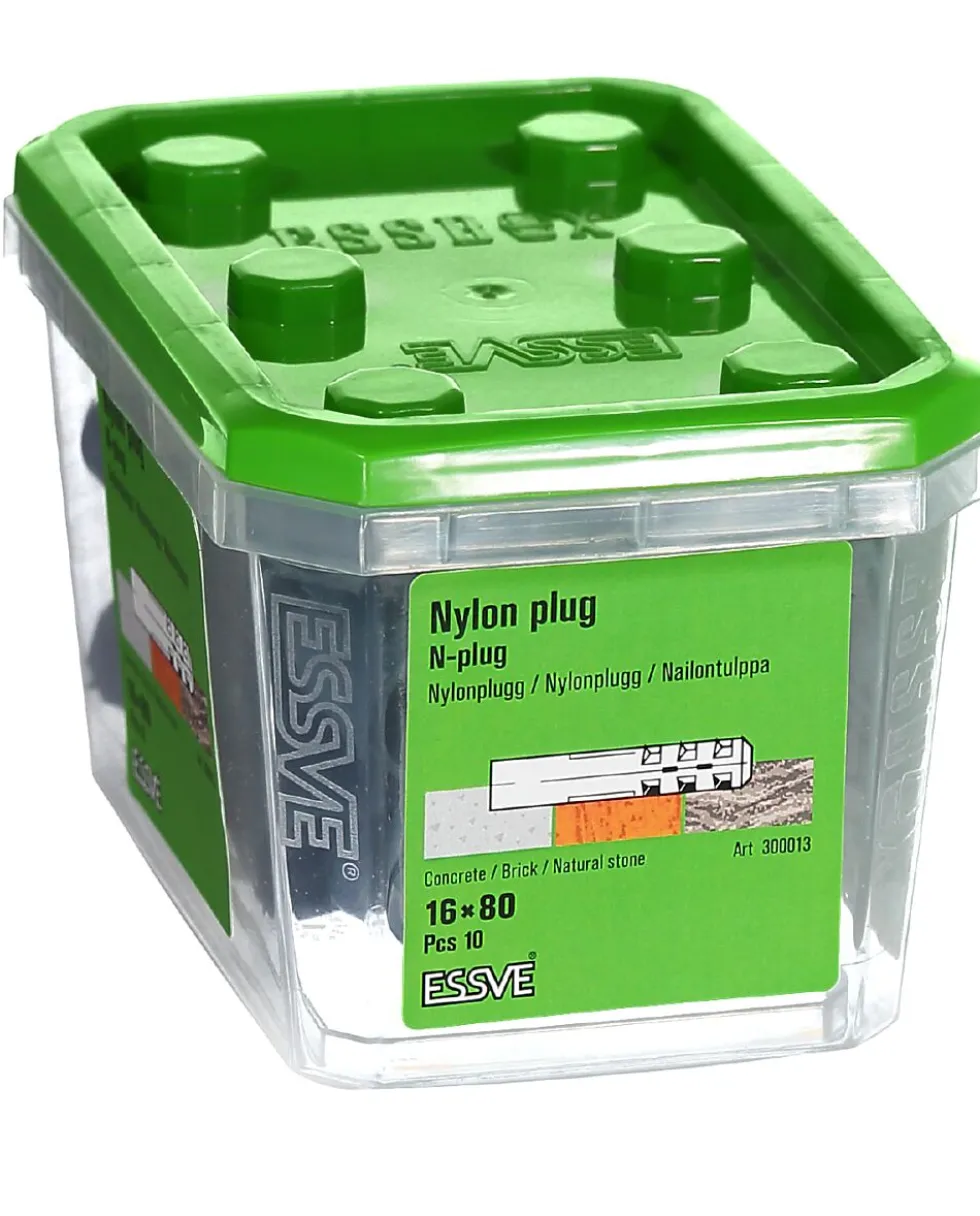 Nylonplugg n 16x80 blå a-10 feste i harde materialer