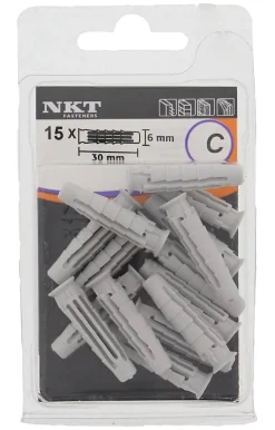 Nylonplugg 6x30 universal bk nkt nkt blisterkort a15