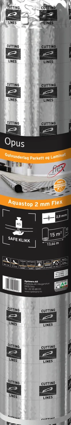 Opus gulvunderlag Aquastop Flex2 mm