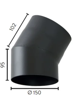 Ovnsr.Ø150 30Gr.K U/L Sort Emalje 2,3 Mm Kort Kne