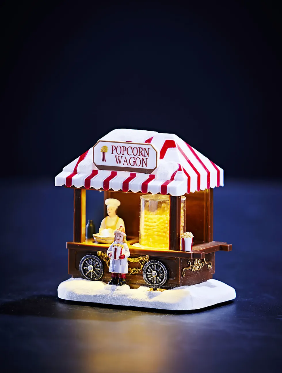 Popcornvogn til juleby 13,8x9,7x14 cm