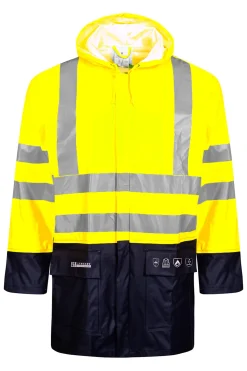 Regnjakke gul/navy str L
