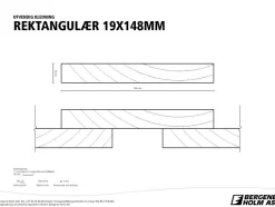 Rektangulær kledning 19x148 mm grunnet gran