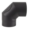 Røykrør ø150 90gr 3-delt m/l bp sort metallic lakk 2mm med luke