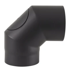 Røykrør ø150 90gr 3-delt m/l bp sort metallic lakk 2mm med luke
