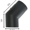 Røykrør ø150 45 gr kne m/luke 2,3mm matt sort emalje