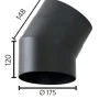 Røykrør ø175 30gr kne uten luke mbe matt sort emalje 2,3mm