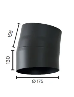Røykrør ø175 10gr kne uten luke mbe matt sort emalje 2,3mm