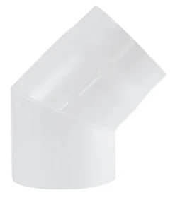 Røykrør ø130 45gr u/luke whe whe hvit emalje 2,3mm