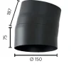 Røykrør ø150 10gr uten luke bp sort metallic lakk 2mm