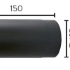 Røykrør ø125 l150 rett bp sort metallic lakk 2,0mm