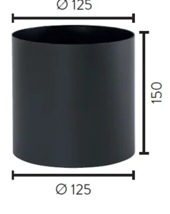 Røykrør ø125-ø125 skjøtemuffe mbe matt sort emalje, 1,1mm