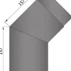 Røykrør vinkel ø150mm 45° kort sort