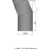 Røykrør vinkel ø150mm 22° kort sort