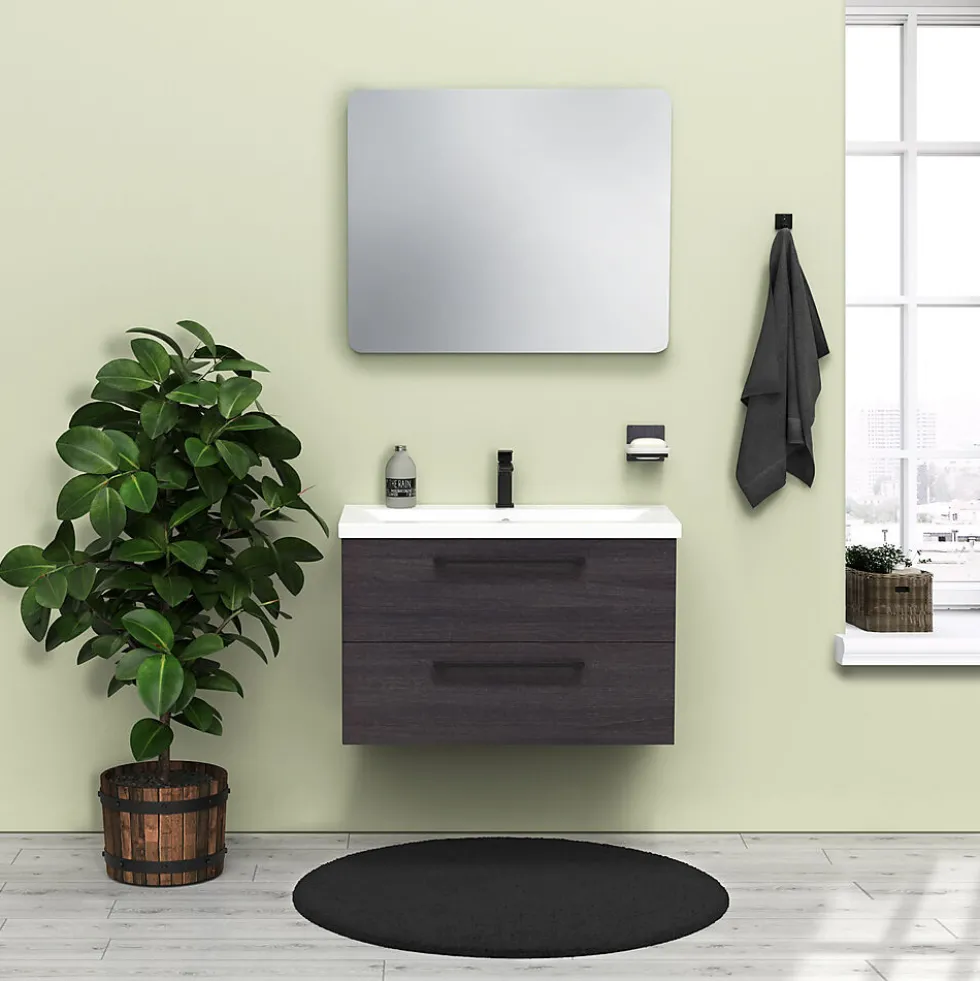 Servantskap 80 cm sort eik med servant