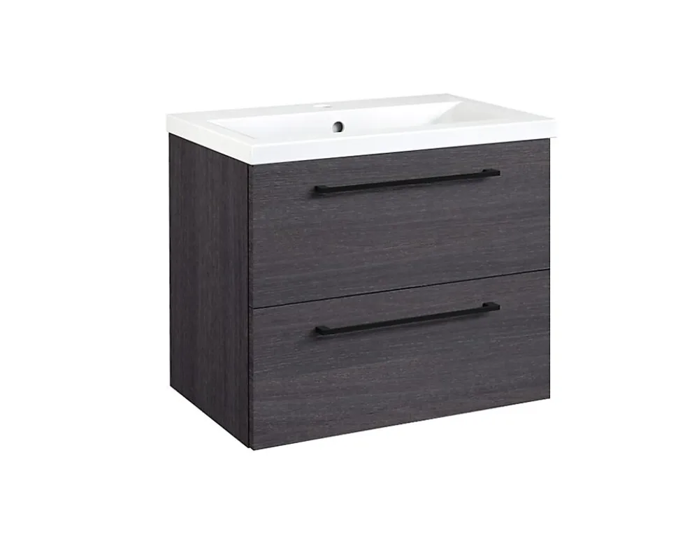 Servantskap 80 cm sort eik med servant