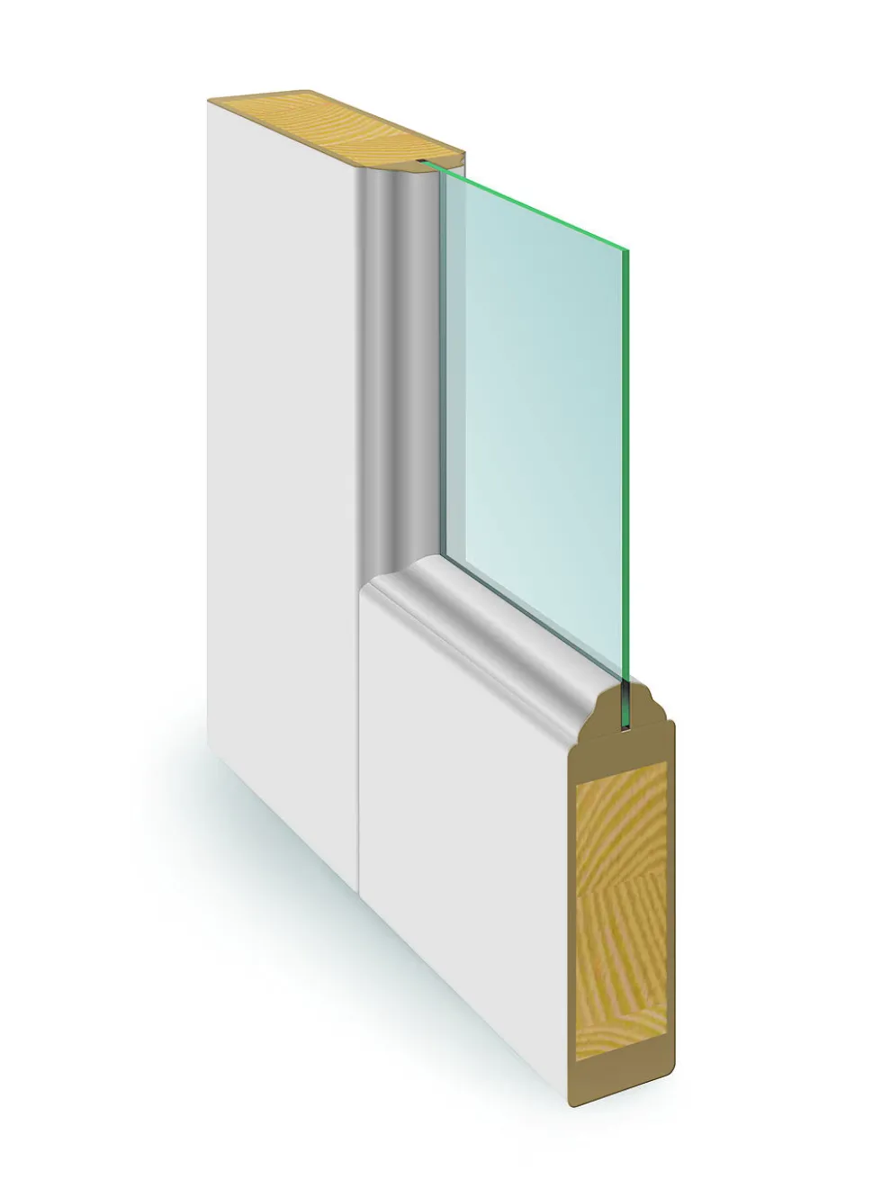 Sidefelt innerdør Jonas halvglass hvit 40x210 cm