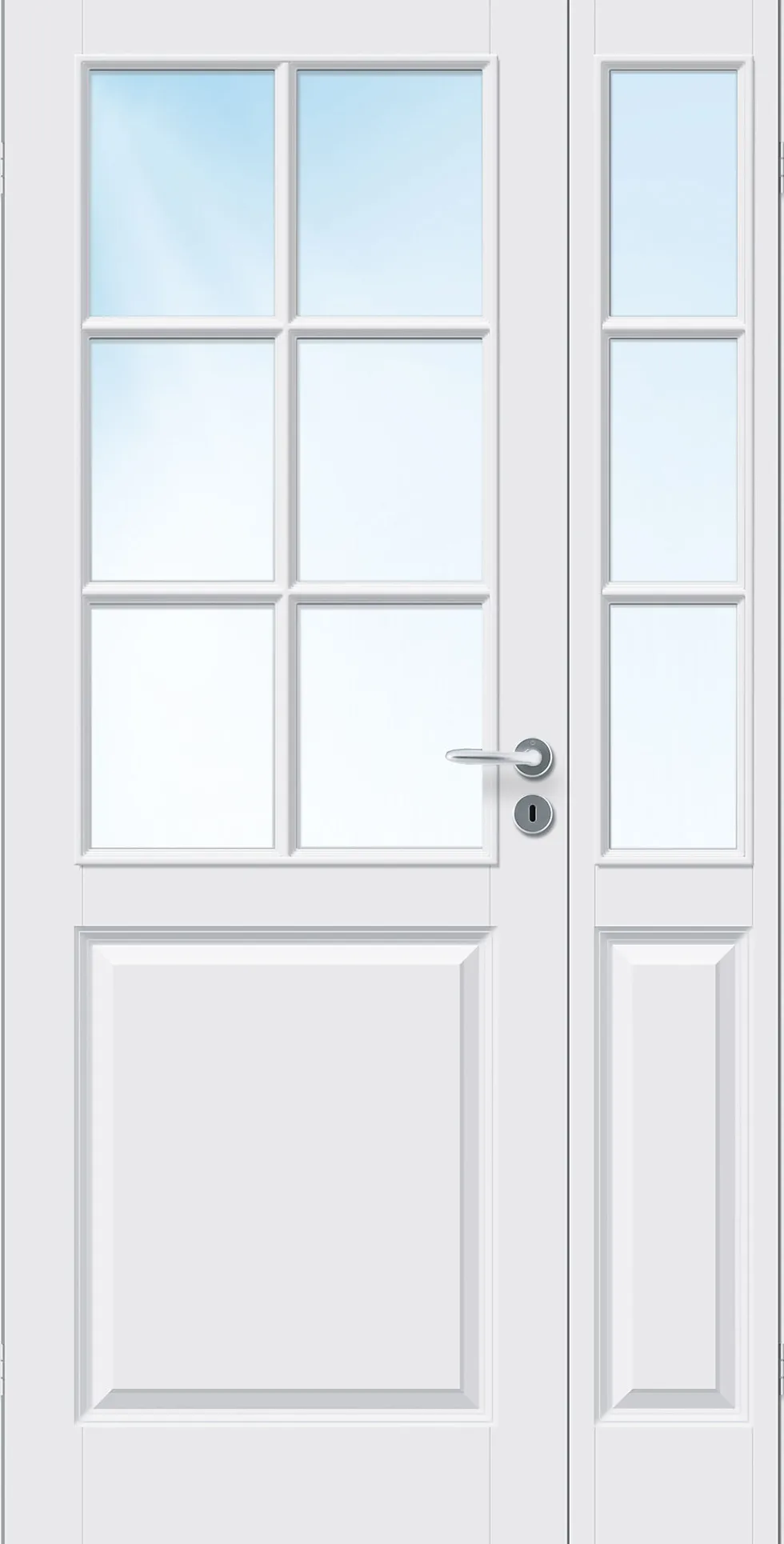 Sidefelt innerdør Kari halvglass hvit 40x210 cm
